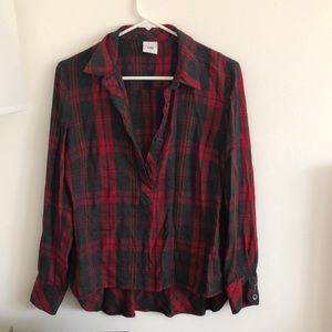CAbi plaid half-button blouse